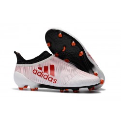 Buty adidas X 17+ Purespeed FG - Biały Czerwony