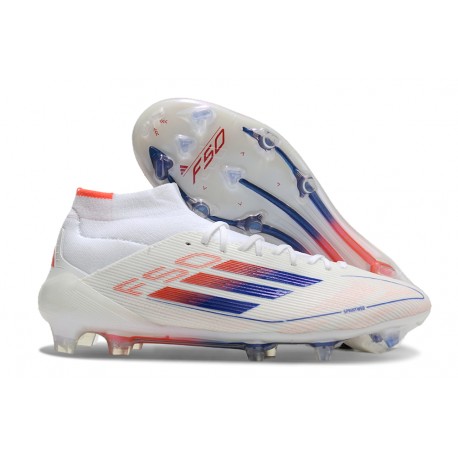Korki Adidas F50 Elite Mid FG Biały Czerwony Niebieski