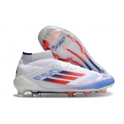Korki Adidas F50 Elite Mid FG Biały Czerwony Niebieski