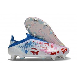 Korki Adidas F50 Elite Laceless SG-Pro Biały Czerwony Niebieski