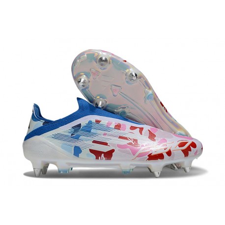 Korki Adidas F50 Elite Laceless SG-Pro Biały Czerwony Niebieski