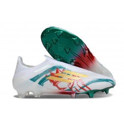Korki adidas F50 Elite Laceless FG Biały Zielony Złoto
