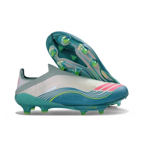adidas Korki Pilkarskie F50+ Elite Laceless FG Messi Biały Zielony Różowy
