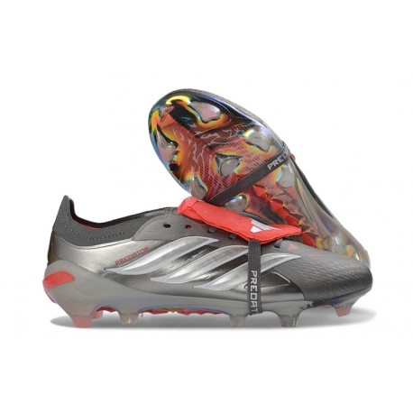 adidas Predator Elite 26 Fold Over Tongue FG Żelazo Metaliczne Biały Czerwony Lucid