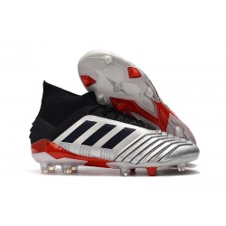 Buty piłkarskie adidas Predator 19.1 FG - Srebro Czarny Czerwony