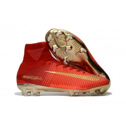 Buty Piłkarskie Nike Mercurial Superfly V FG Czerwony Złoto