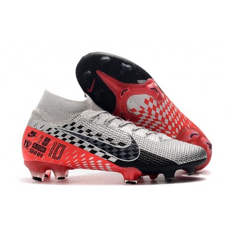 Neymar Buty Nike Mercurial Superfly 7 Elite DF FG - Chrom Czerwony Czarny