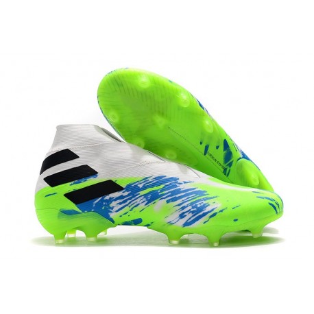 Buty piłkarskie adidas Nemeziz 19+ Fg Biały Zielony Niebieski