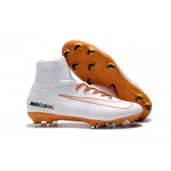 Nike Buty Pilkarskie Mercurial Superfly V DF FG - Biały Pomarańczowy